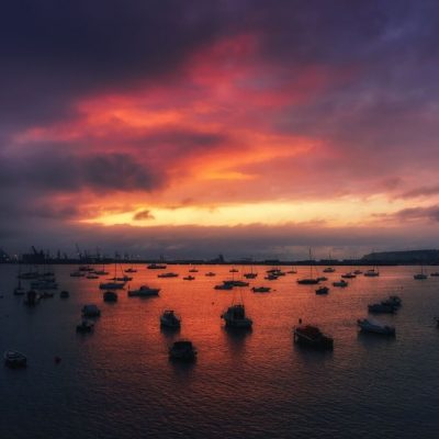 puesta de sol desde cubierta